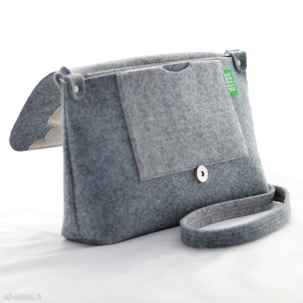 Filcowa listonoszka z kotkiem beżowa torebka handmade