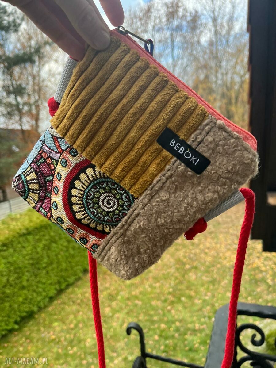 Torebka mini BEBOKI Etno - handmade kosmetyczka z wodoodporną podszewką