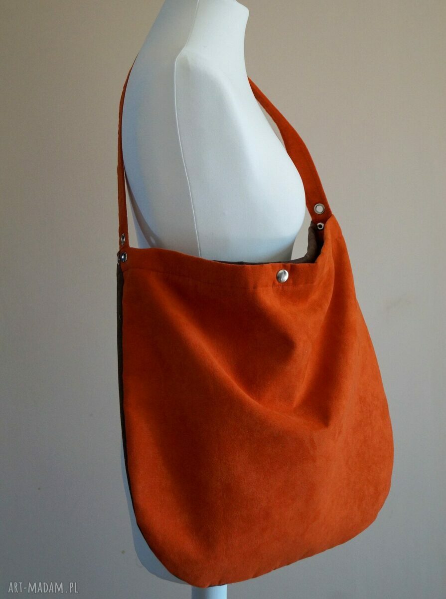 Torebka hobo shopper z alcantary - miejska krata