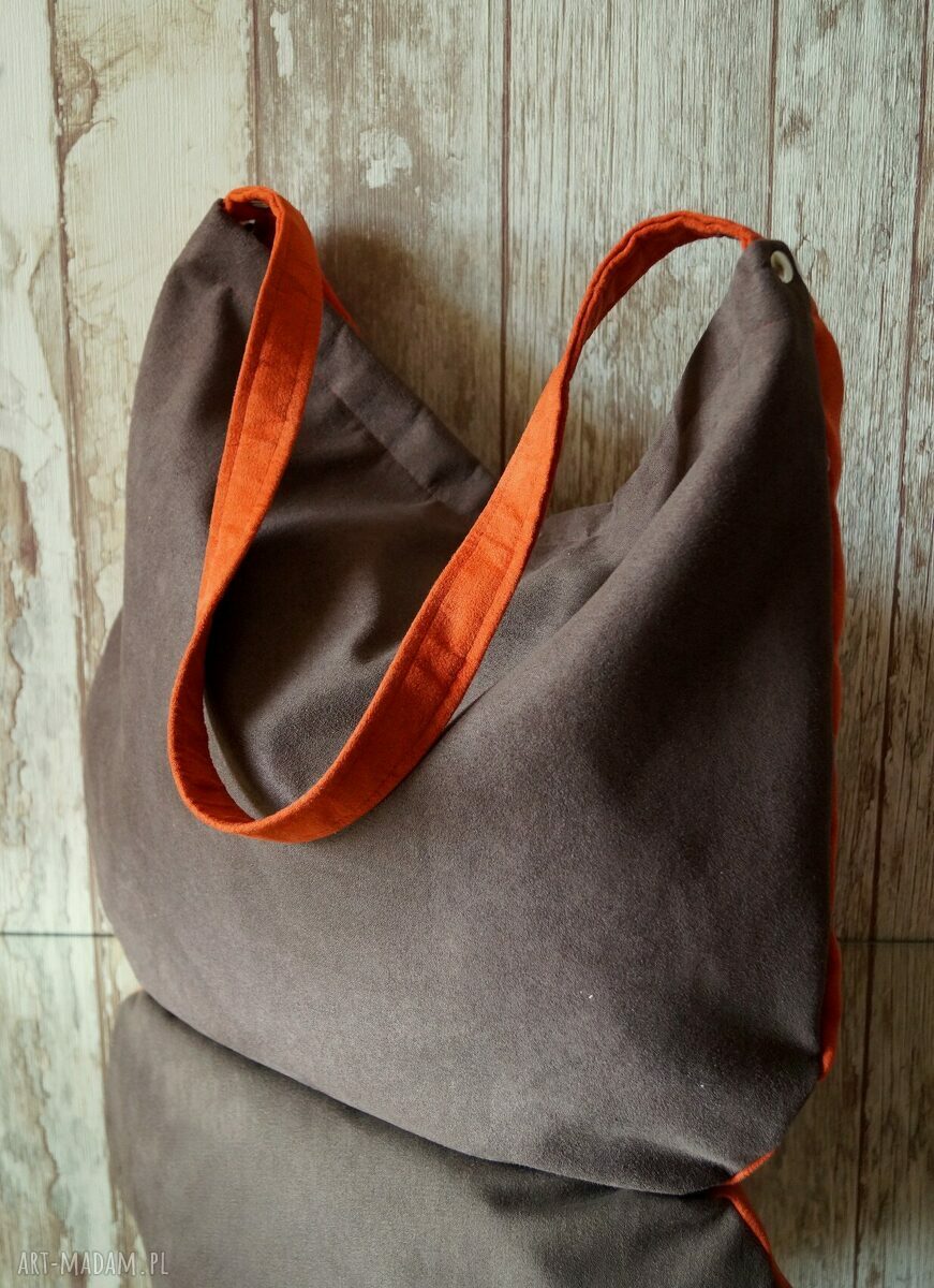 Torebka hobo shopper z alcantary - miejska krata