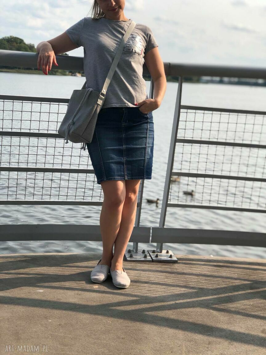 Torebka April Mini szara - piwonie na szarym tle na ramię (tote bag) - ręcznie szyta