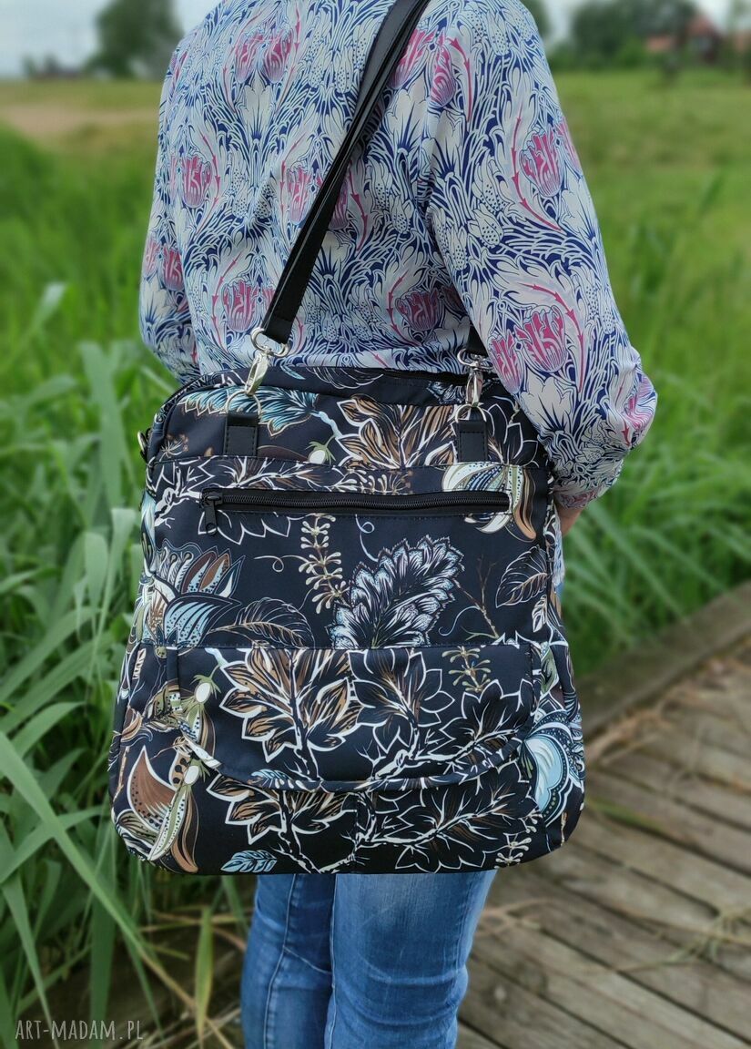 Torebka listonoszka na ramię - kwiaty vintage