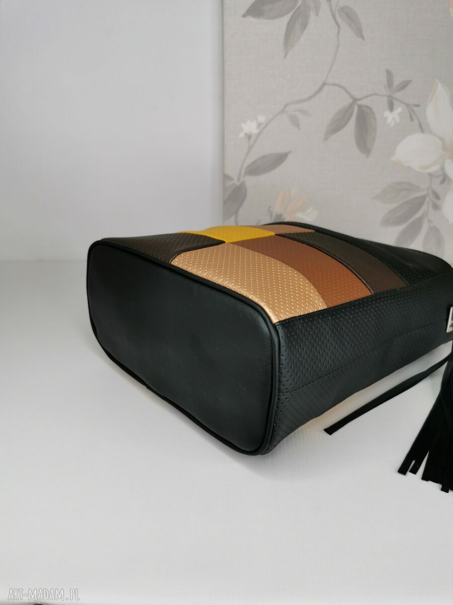 Torebka listonoszka damska z ekoskóry - patchwork na ramię