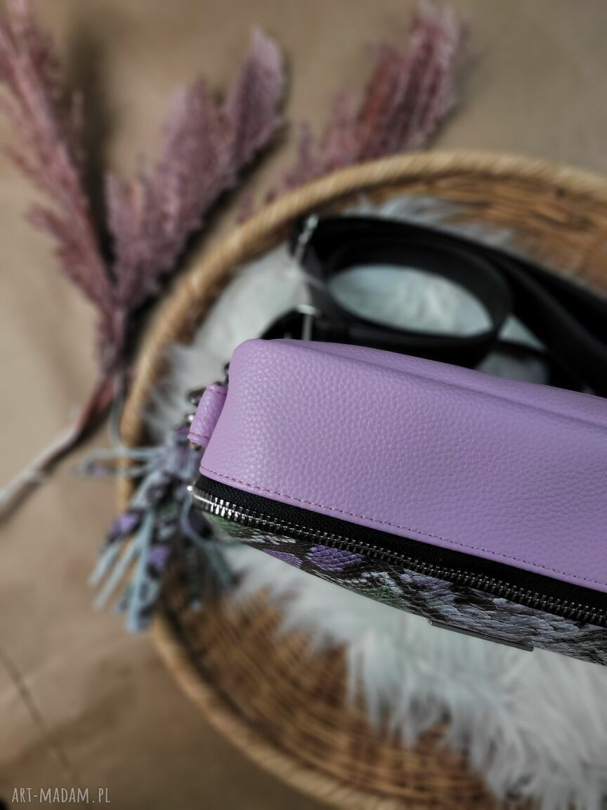 Torebka listonoszka typu box Zobag wężowy print - skóra naturalna