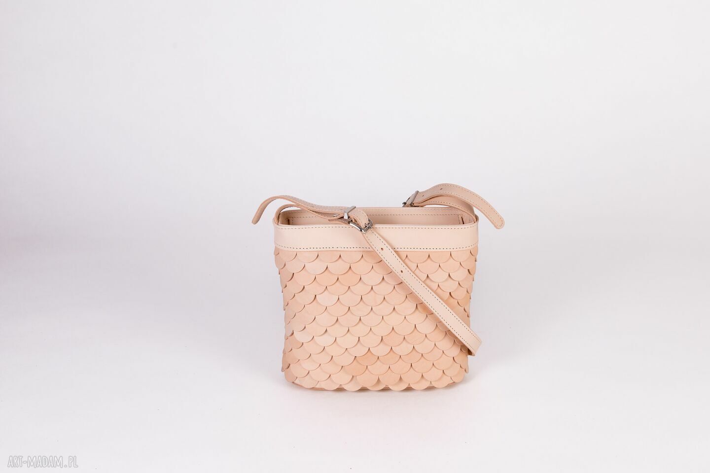 Torebka skórzana Łuska - mała, naturalna (handmade mini)