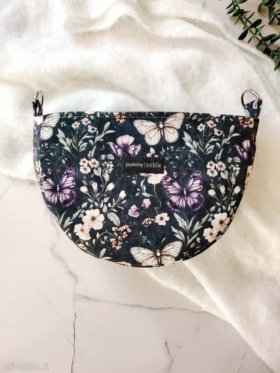 Torebka Moon Mała Motyle - handmade z weluru tapicerskiego