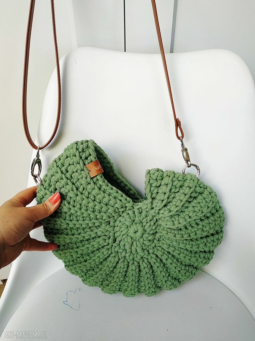 Torebka „Muszla” ze sznurka bawełnianego - Seashell Bag na ramię