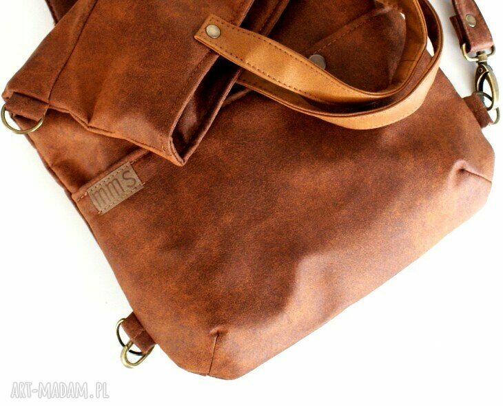 3w1 plecako torba koniak vegan handmade