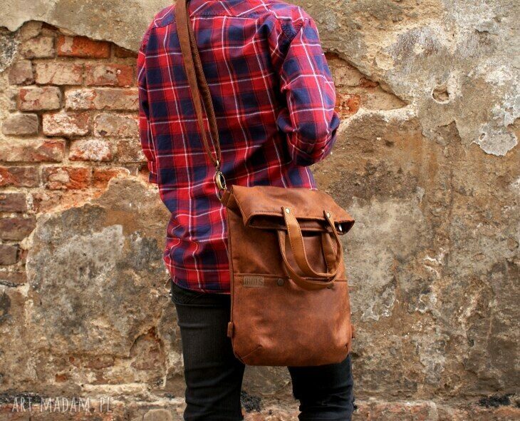 3w1 plecako torba koniak vegan handmade