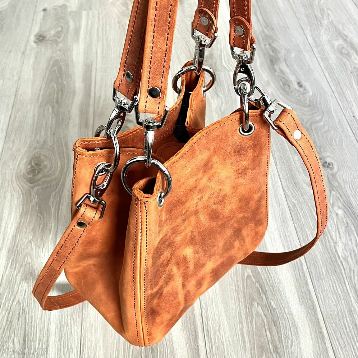 Torebka damska skórzana kolorze pomarańczy skóry pomarańczowa