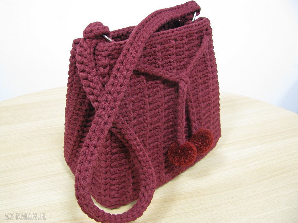 Bordowa torebka na ramię szydełkowa crochet