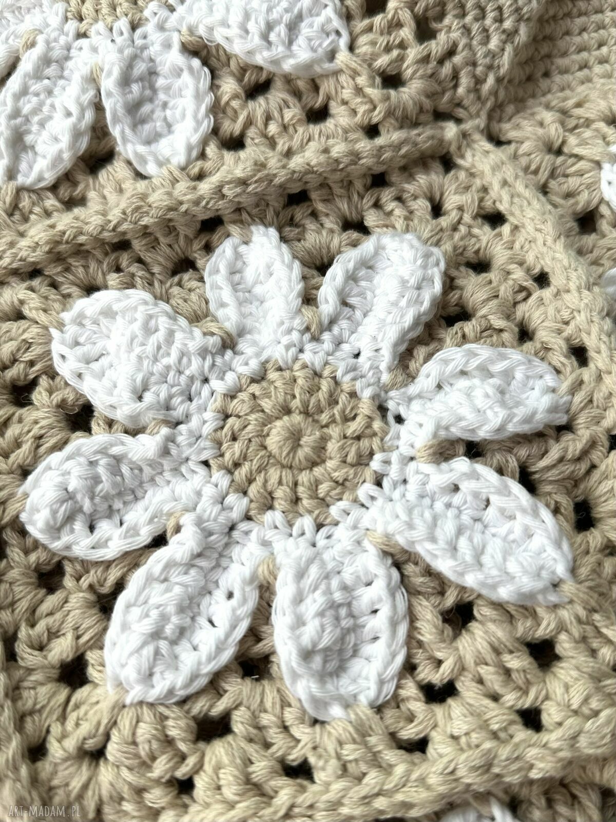 Letnia torebka na ramię handmade w kwiaty z lnu, bawełny i wiskozy