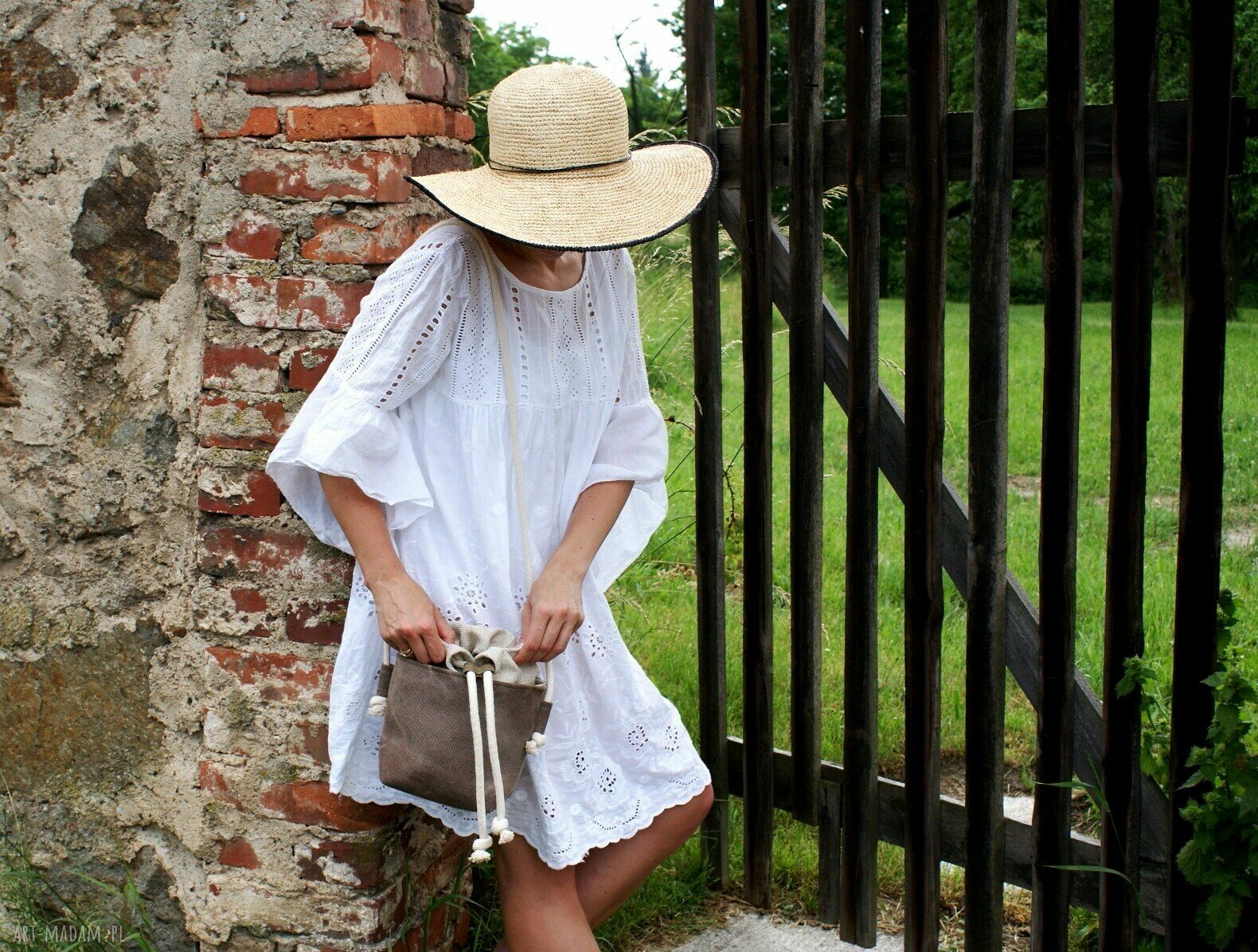 Safari basket mini len plecionka Hand Made