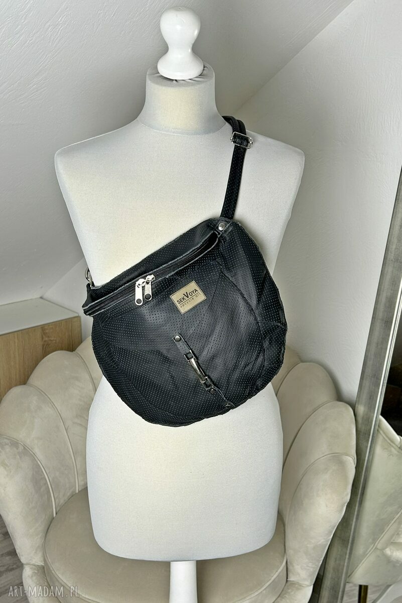 Nerka skórzana patchwork zero waste - torebka saszetka