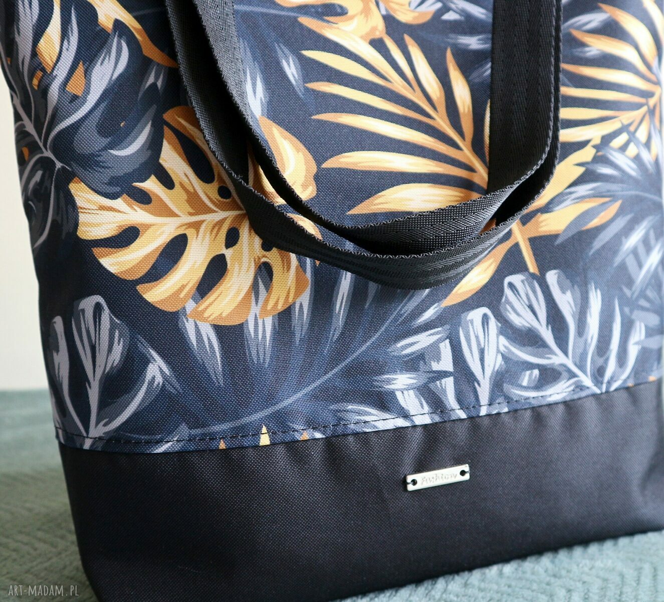 Torebka shopper na zakupy pojemna MONSTERA - na ramię
