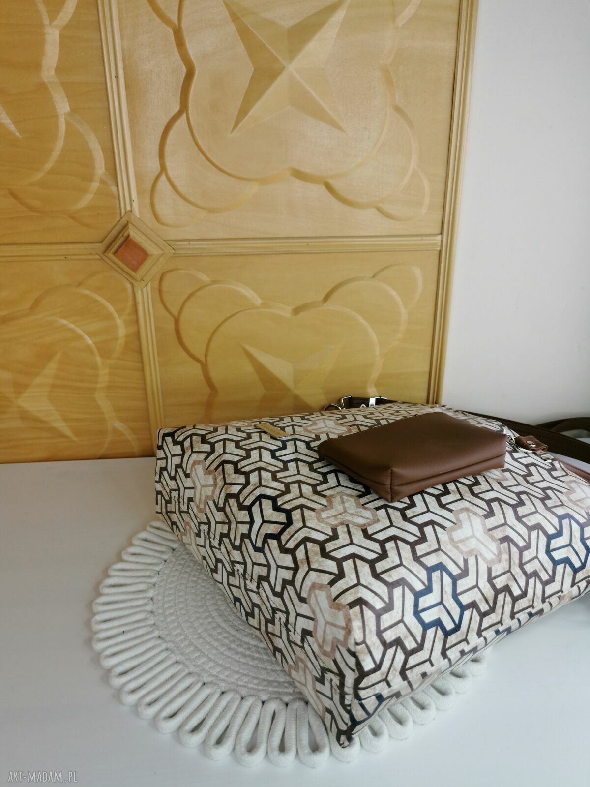 Pojemna torebka shopper handmade z kosmetyczką i portfelikiem