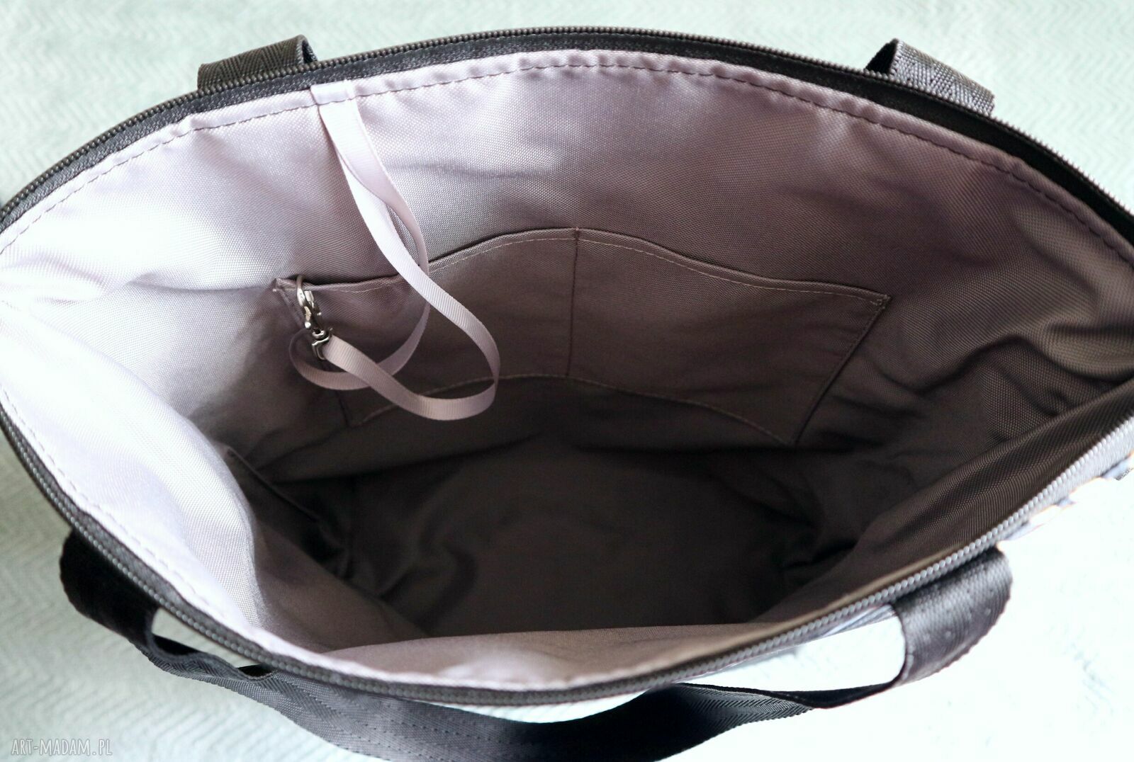 Torebka shopper na zakupy pojemna MONSTERA - na ramię