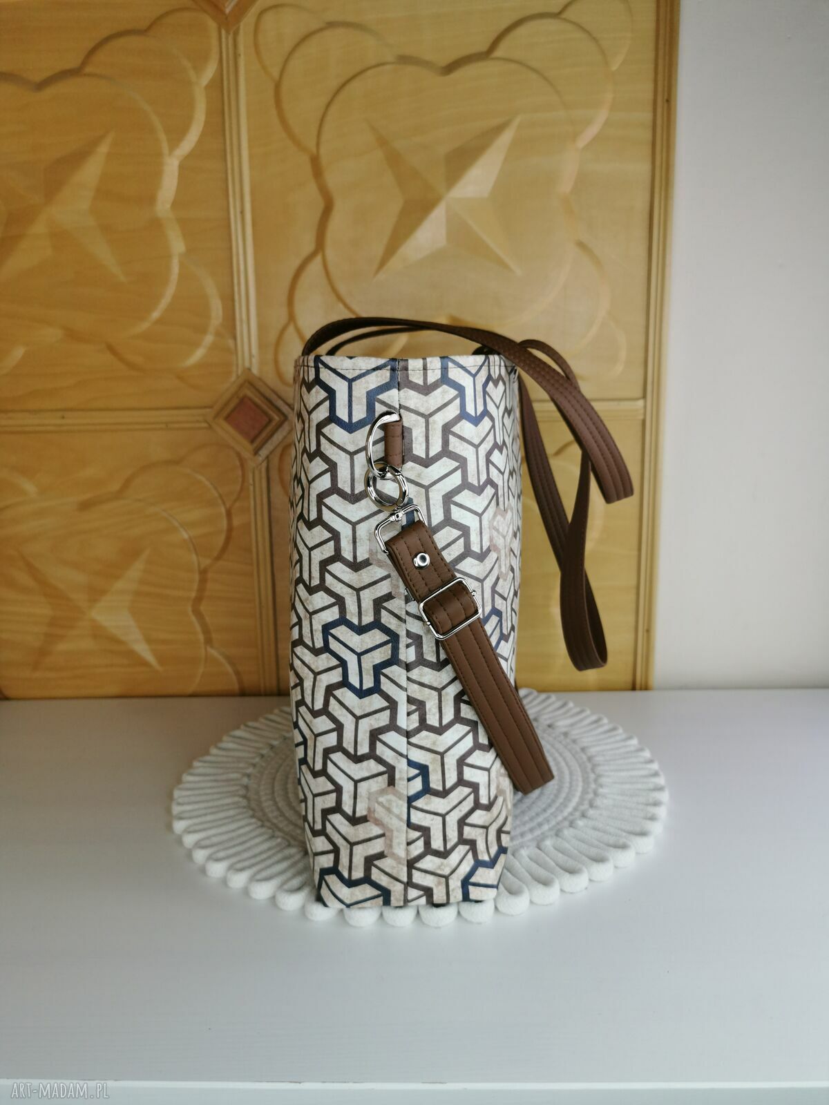 Pojemna torebka shopper handmade z kosmetyczką i portfelikiem