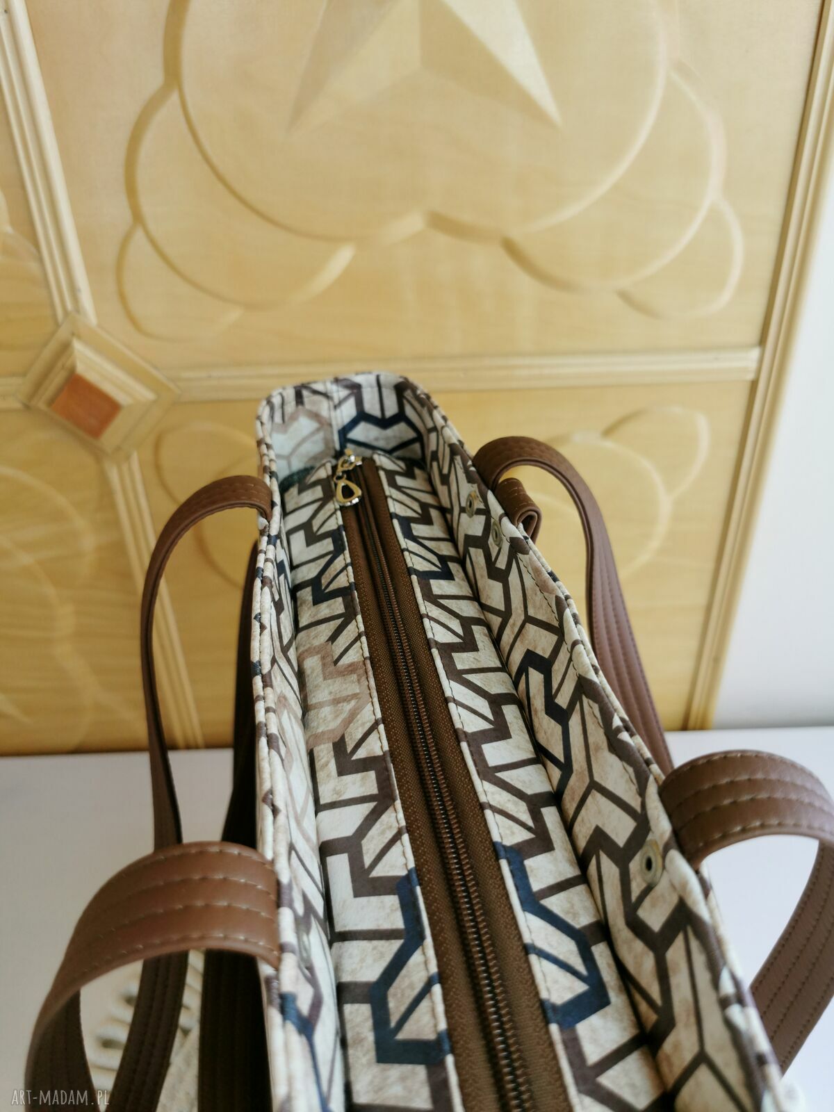 Pojemna torebka shopper handmade z kosmetyczką i portfelikiem