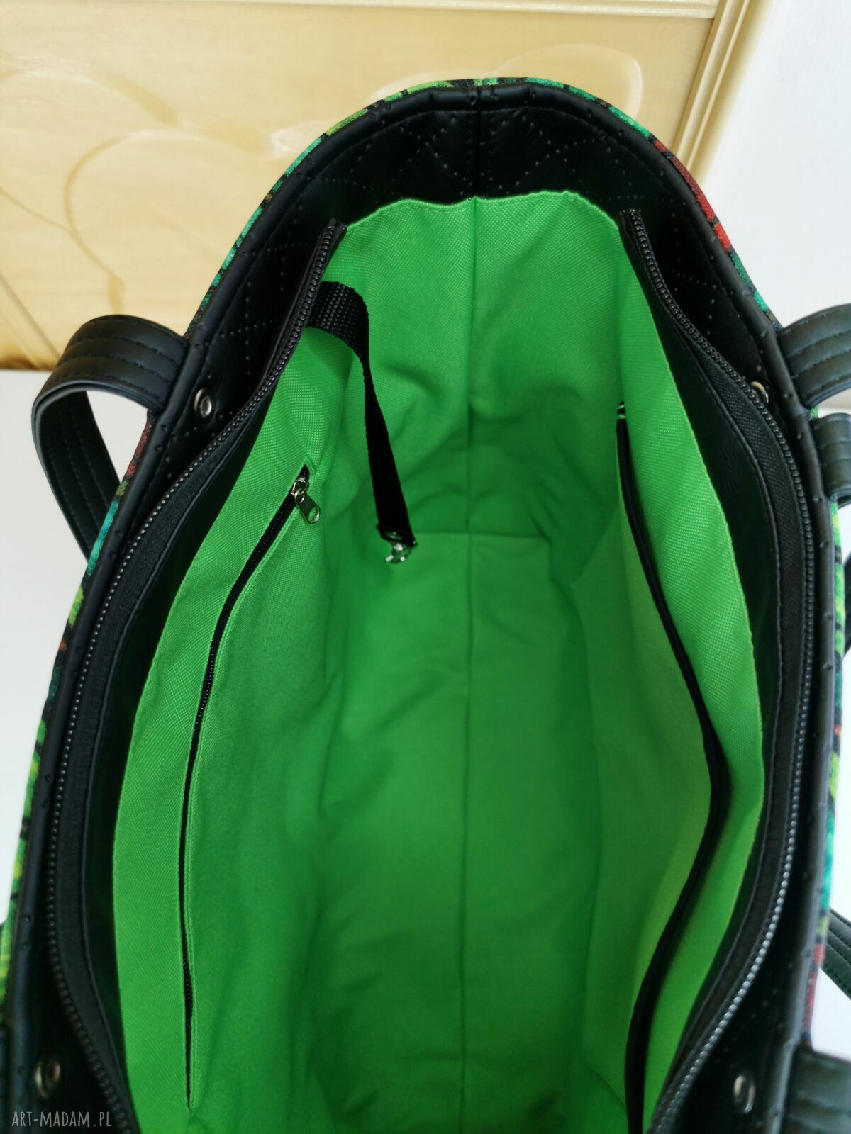 Kolorowa torebka shopper na ramię z kosmetyczką i portfelikiem