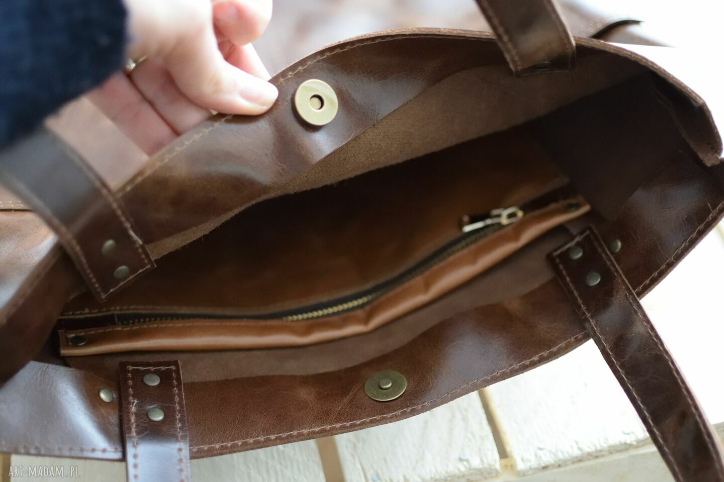 na ramię: Torebka skóra naturalna vintage HandMade