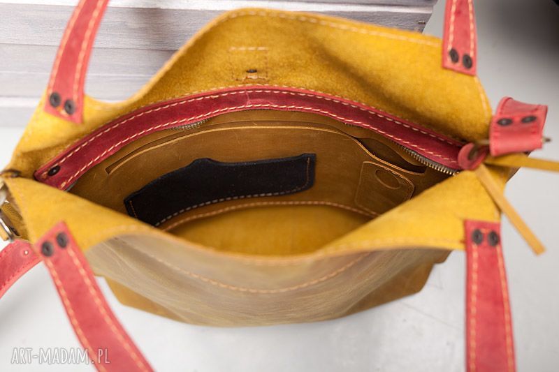 Pojemna torebka skórzana na ramię - ręcznie robiona NavahoClothing