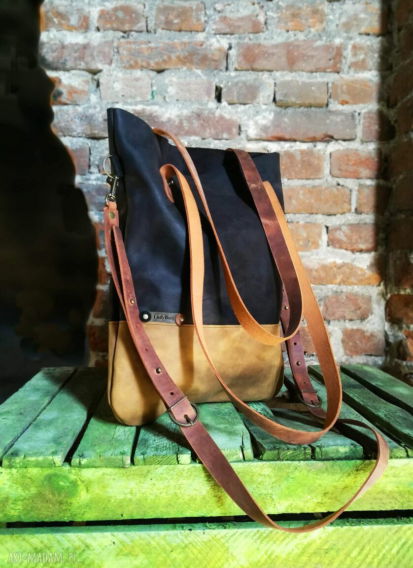Torebka skórzana worek Ladybuq na ramię - pojemny shopper
