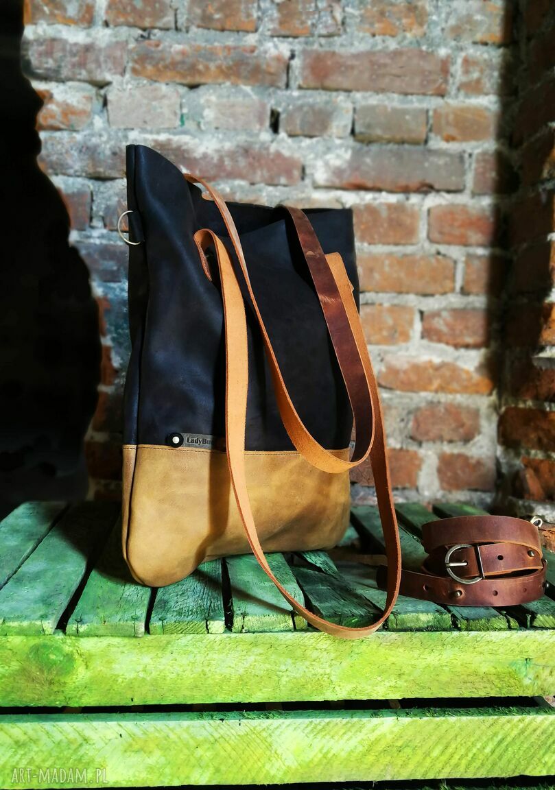 Torebka skórzana worek Ladybuq na ramię - pojemny shopper