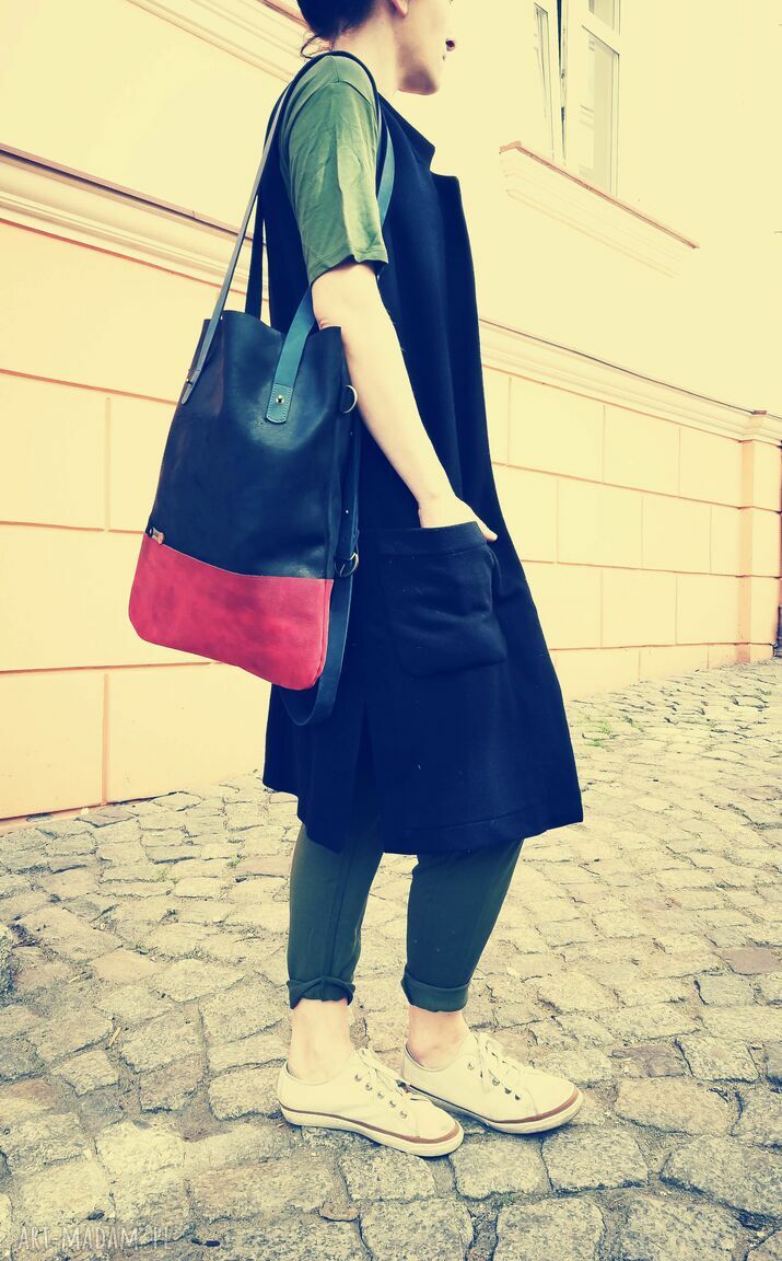 Torebka skórzana worek Ladybuq na ramię - pojemny shopper