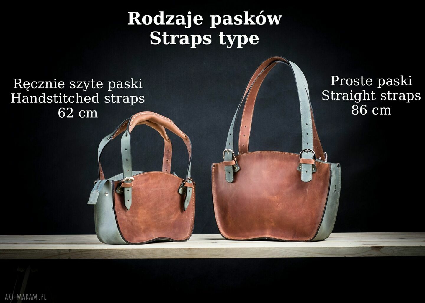 Ręcznie robiony skórzany kuferek Ladybuq S w szarym i khaki - do ręki i na ramię