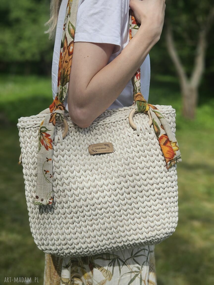 torebki: Sznurkowa torba szoperka Ręcznie zrobione