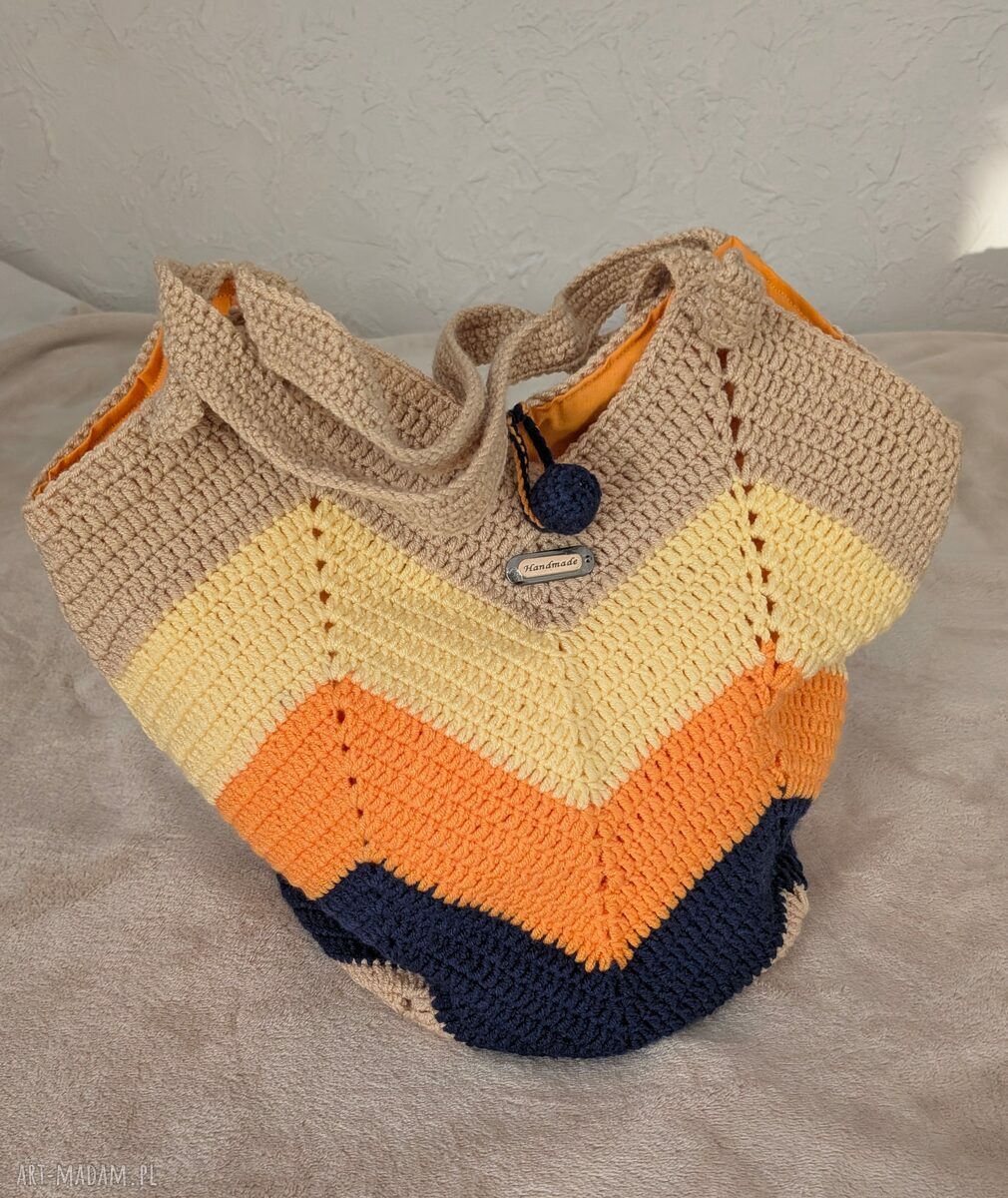 Torebka szydełkowa „Sunset Vibes” - boho na ramię z podszewką