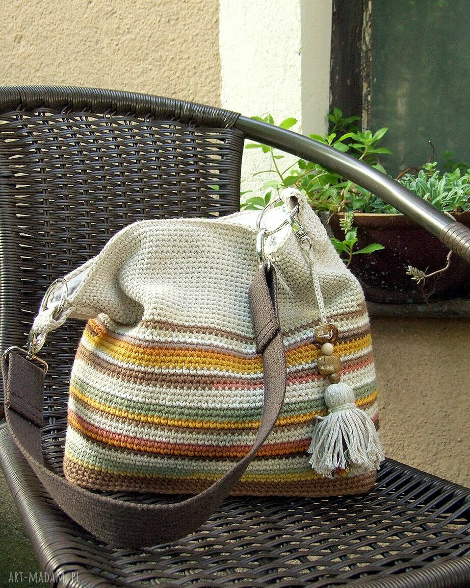Torebka na ramię Pastelowe Lato - szydełkowa bawełniana handmade