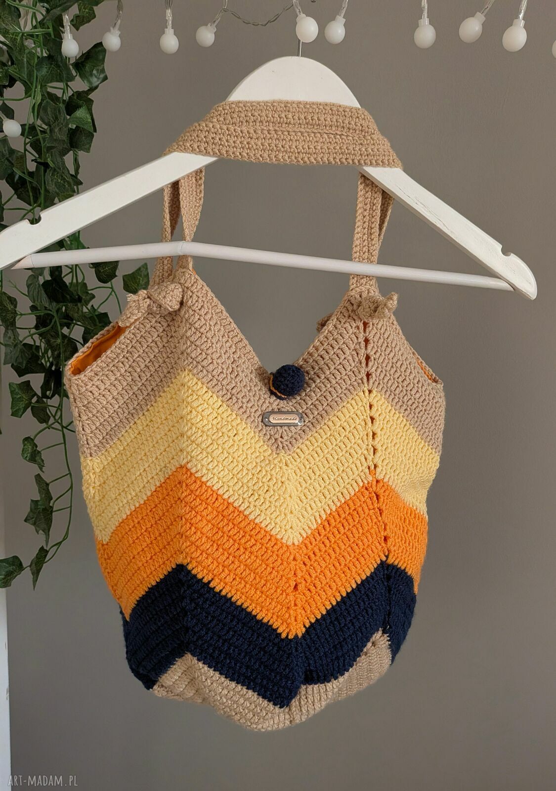 Torebka szydełkowa „Sunset Vibes” - boho na ramię z podszewką