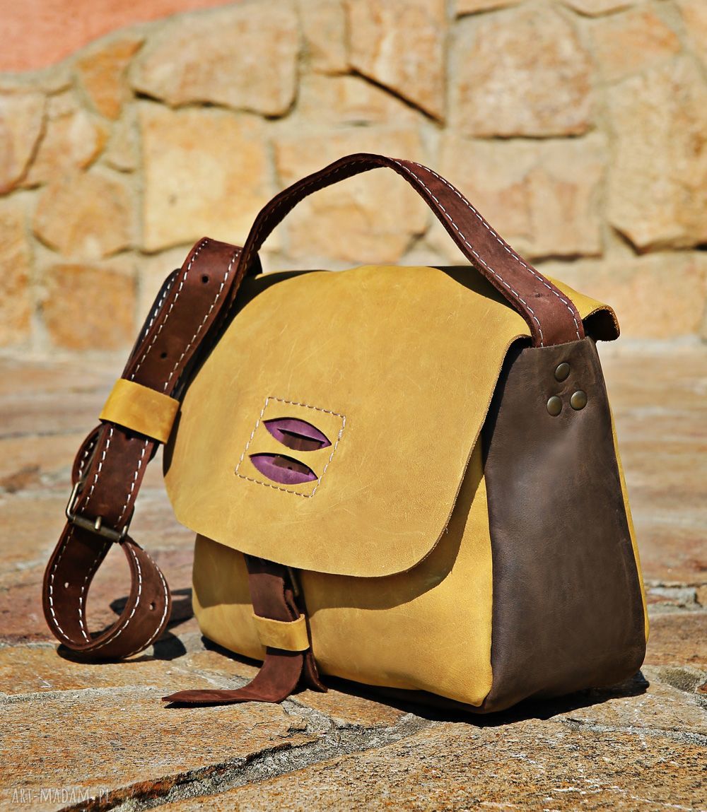 Ręcznie robiona mała torebka skórzana na ramię - NavahoClothing do pracy