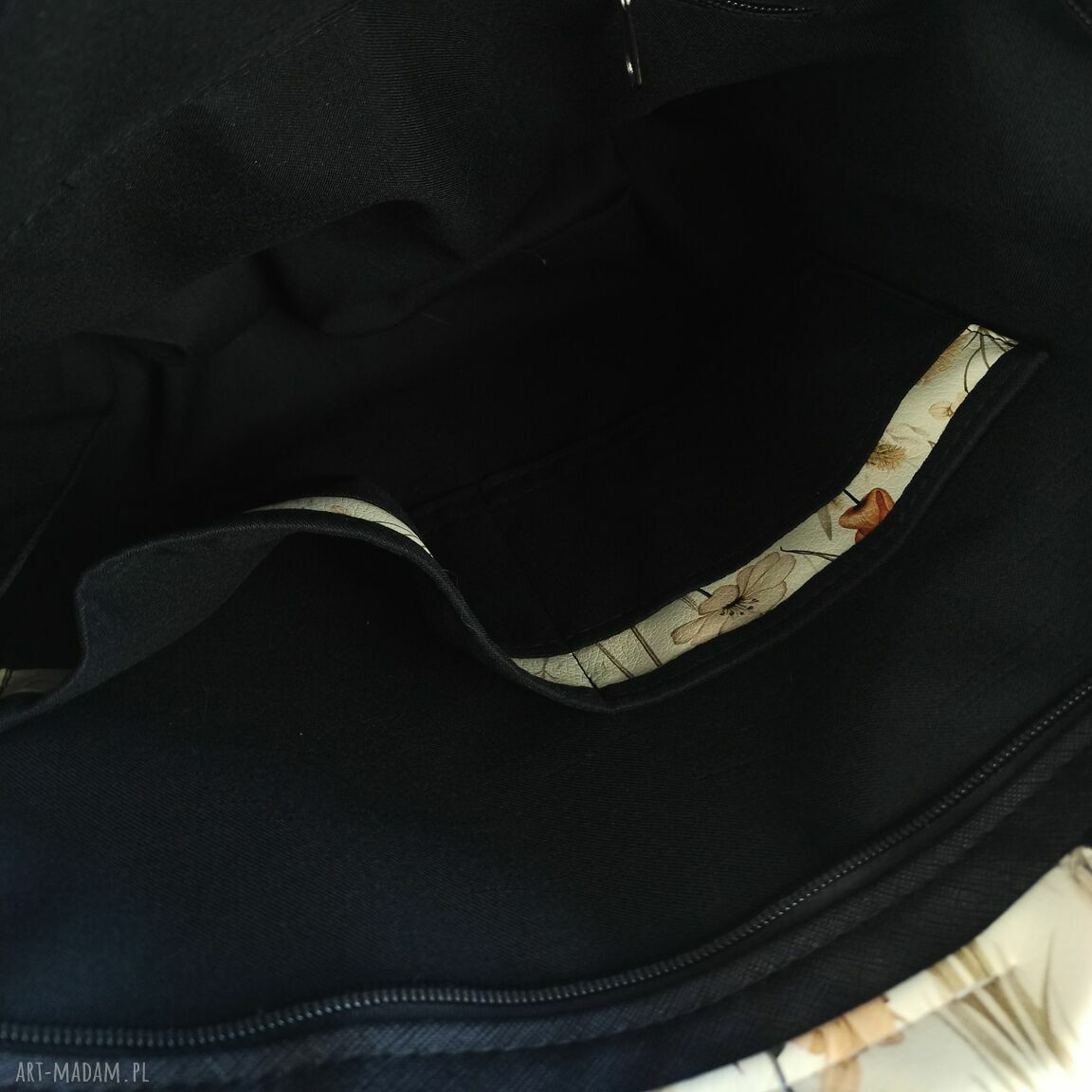 Torebka tote ŁĄKA na ramię - pojemna i zapinana na zamek