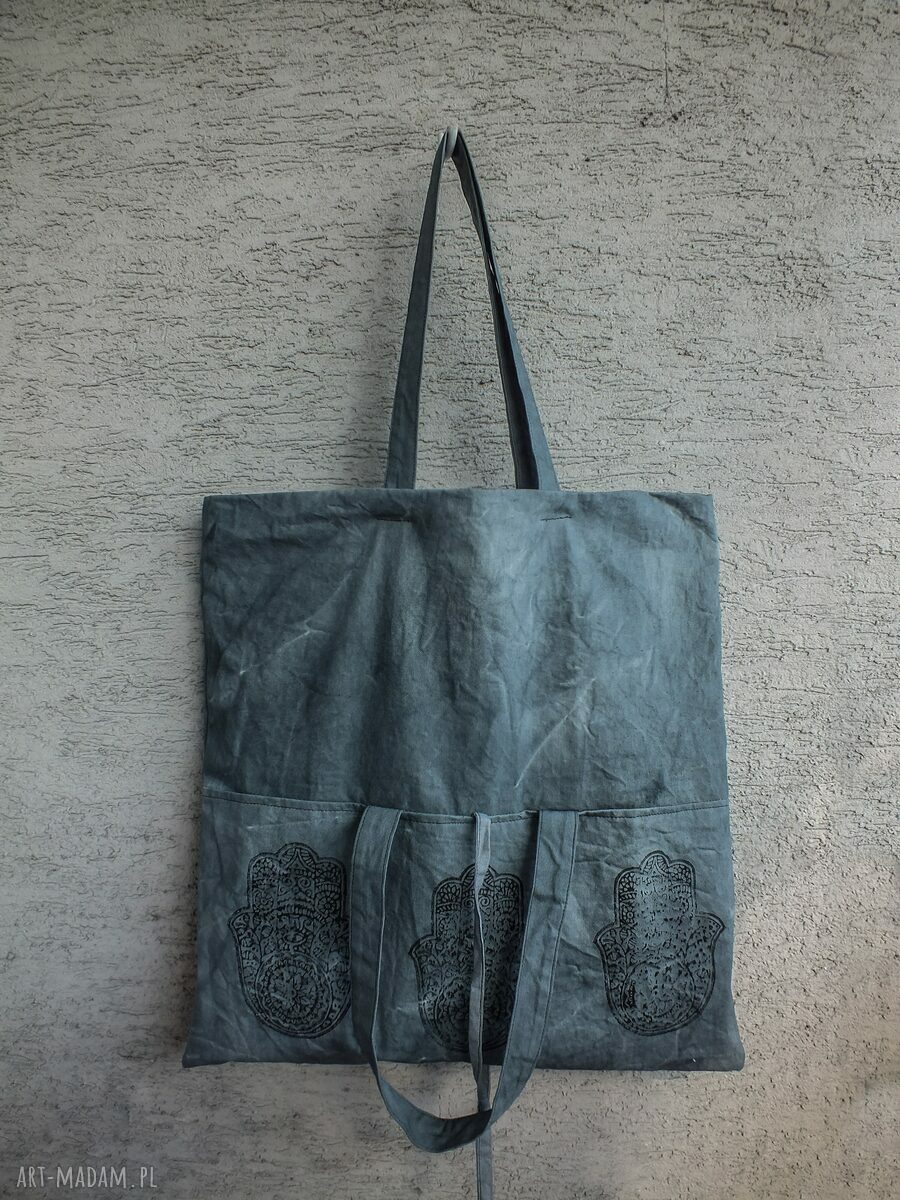 Torebka Transformacja Hamsa - wegańska oversize z bawełny organicznej (handmade)