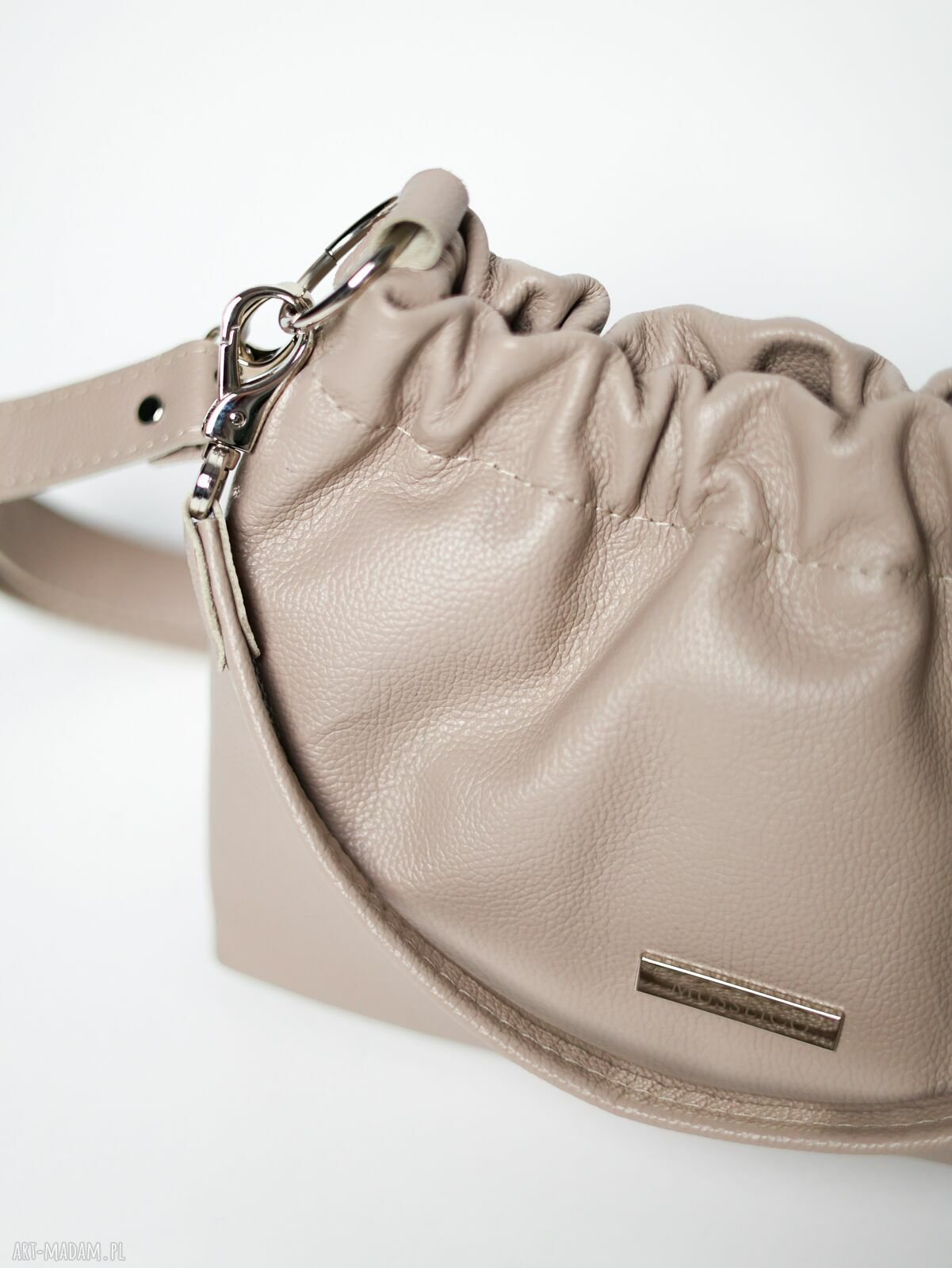 Beżowa torebka typu Cloud Midi na ramię i crossbody ze skóry naturalnej