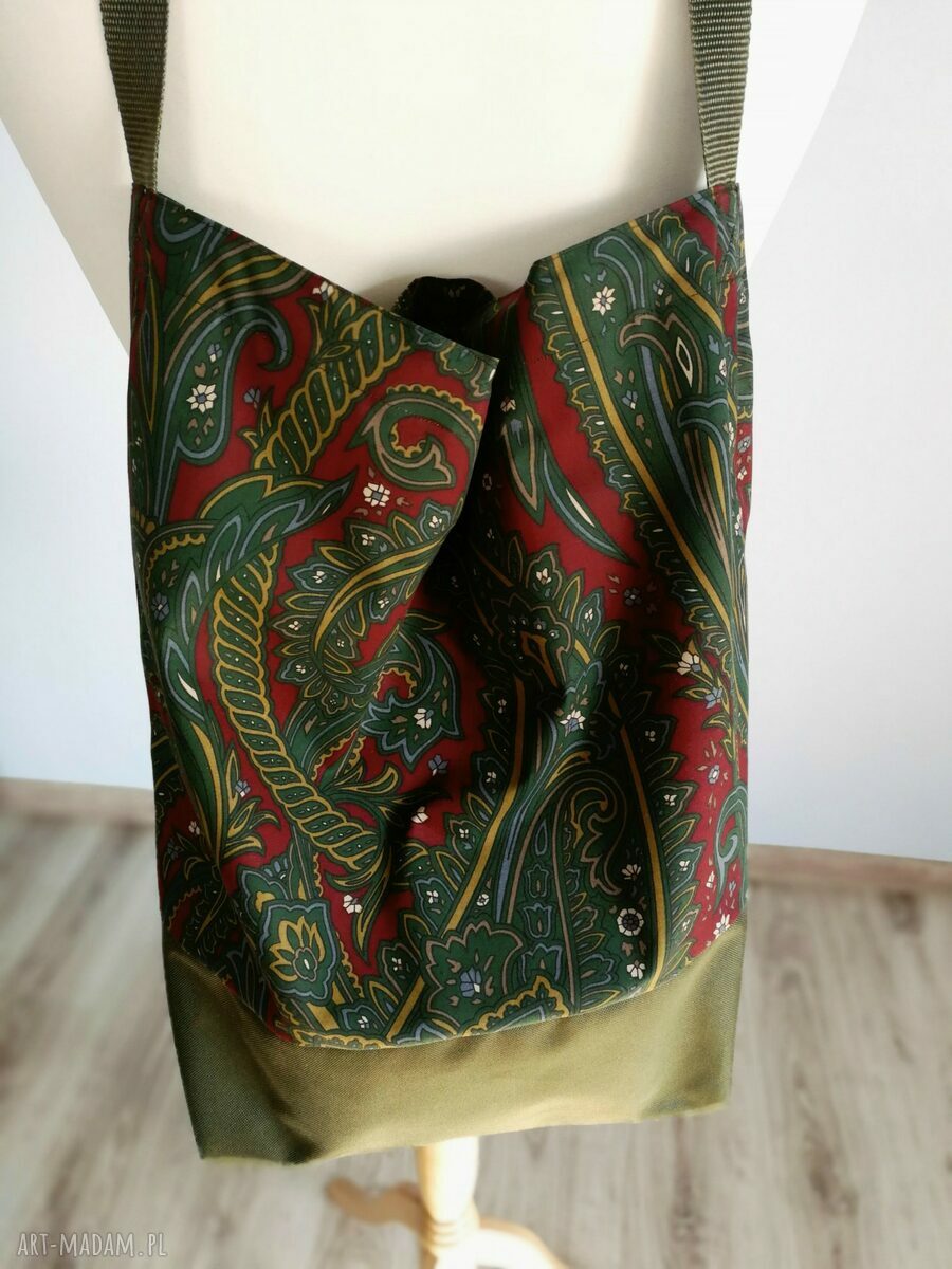 Torebka worek boho etno XXL na ramię bawełniana