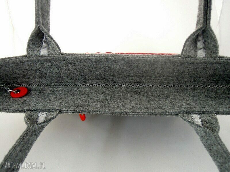 Torebka XXL z filcu z falbanką w kolorze czerwonym HandMade