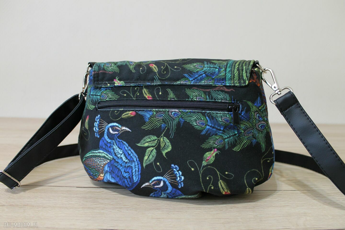 Torebka z klapką pawie - elegancka na ramię (handmade)