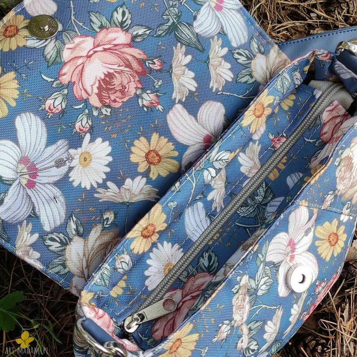 Torebka z klapką vintage w kwiaty - ręcznie robiona na ramię