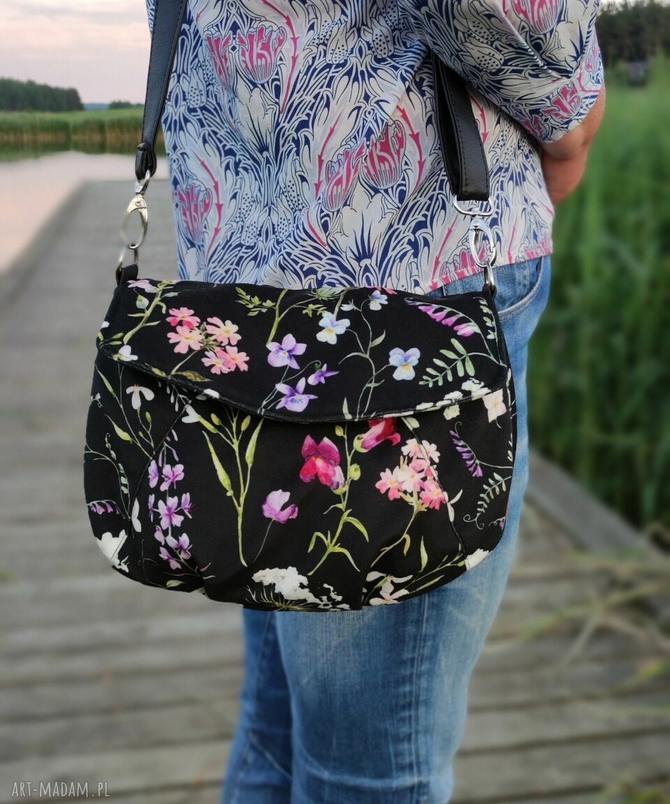 Torebka z klapką Polne Kwiaty - na ramię (handmade)