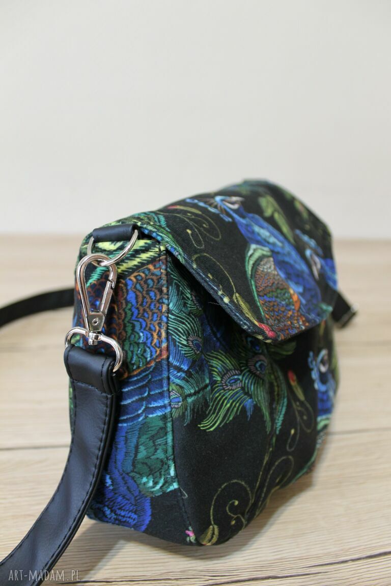 Torebka z klapką pawie - elegancka na ramię (handmade)