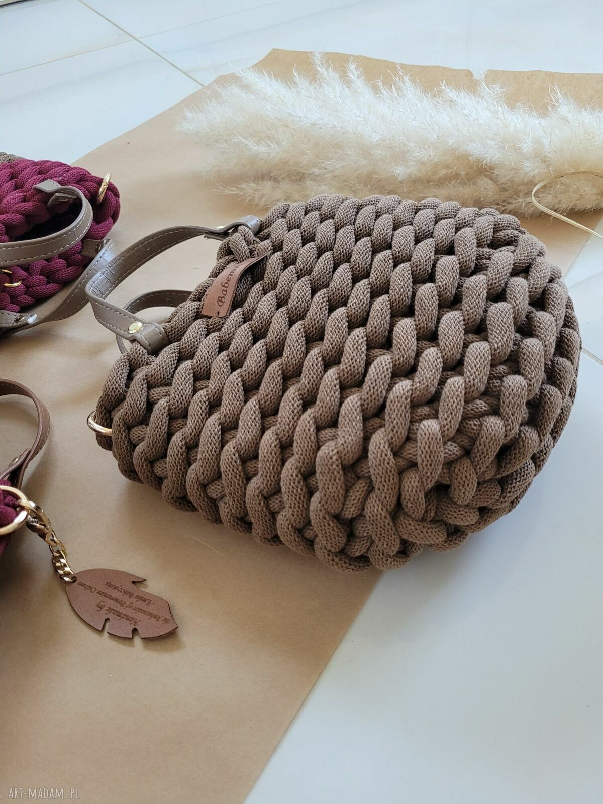Torebka Boho Wave Bag MINI z bawełnianego sznurka - orzechowy brąz