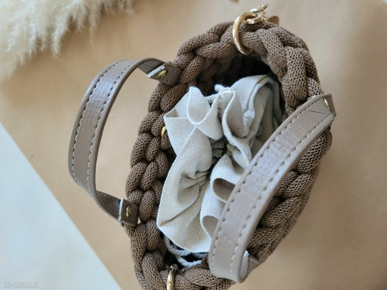 Torebka Boho Wave Bag MINI z bawełnianego sznurka - orzechowy brąz