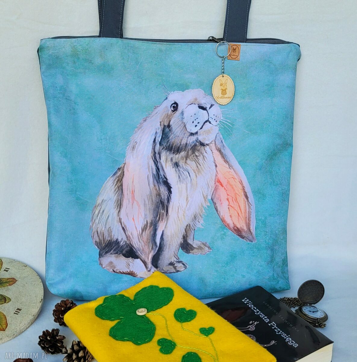 Torebka z tkaniny wodoodpornej: królik - duża torba na ramię A4