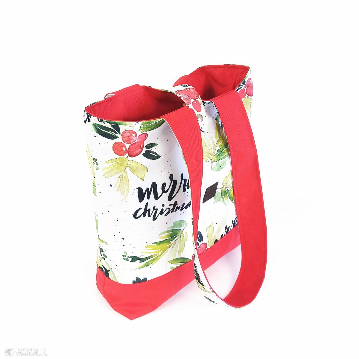 Torebka zakupowa Merry Christmas - czerwona shopperka handmade