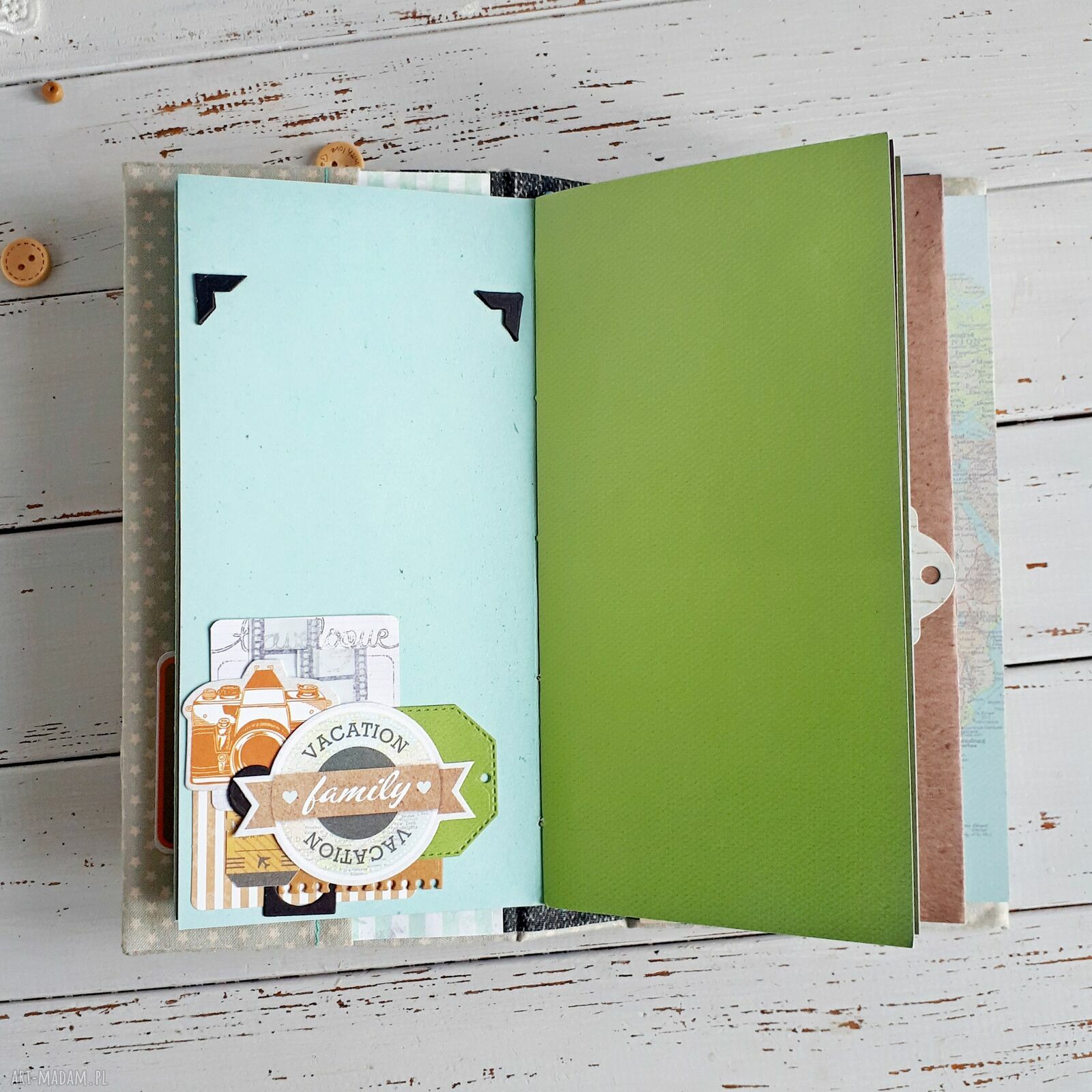 Travelbook notes podróżnika - ręcznie robiony pamiętnik z kieszonkami