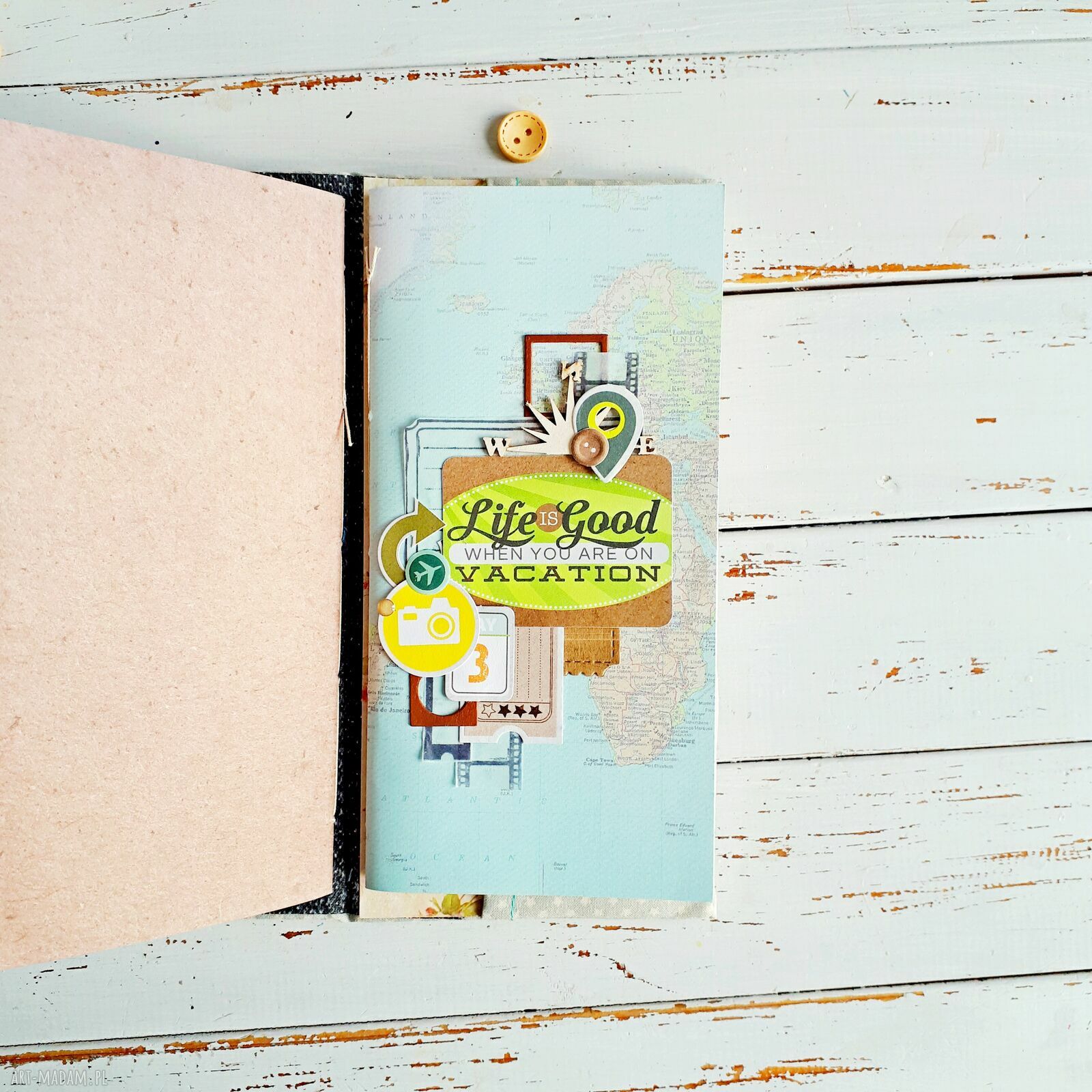Travelbook notes podróżnika - ręcznie robiony pamiętnik z kieszonkami